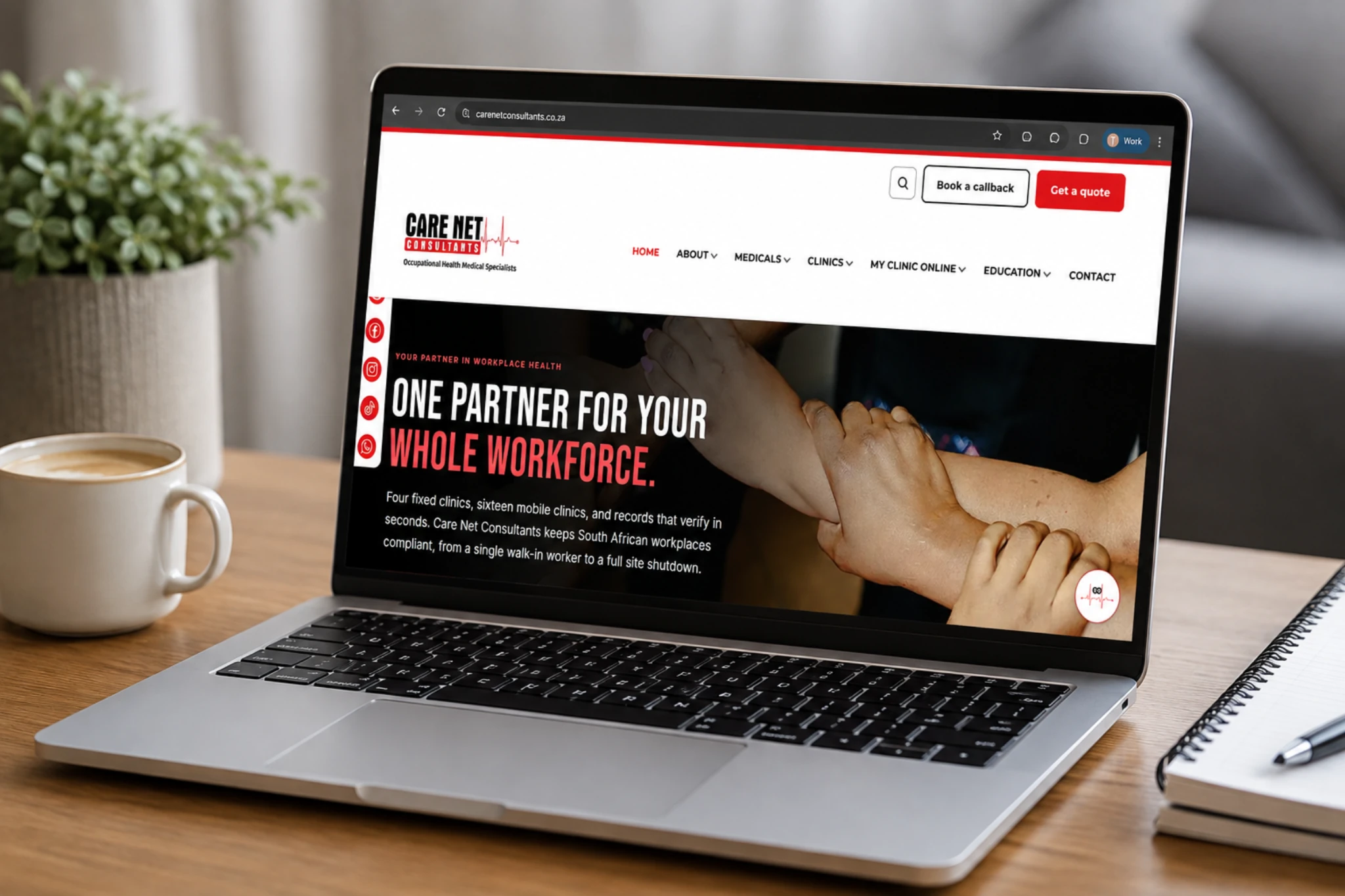 The new carenetconsultants.co.za home page shown on a laptop and a phone side by side.